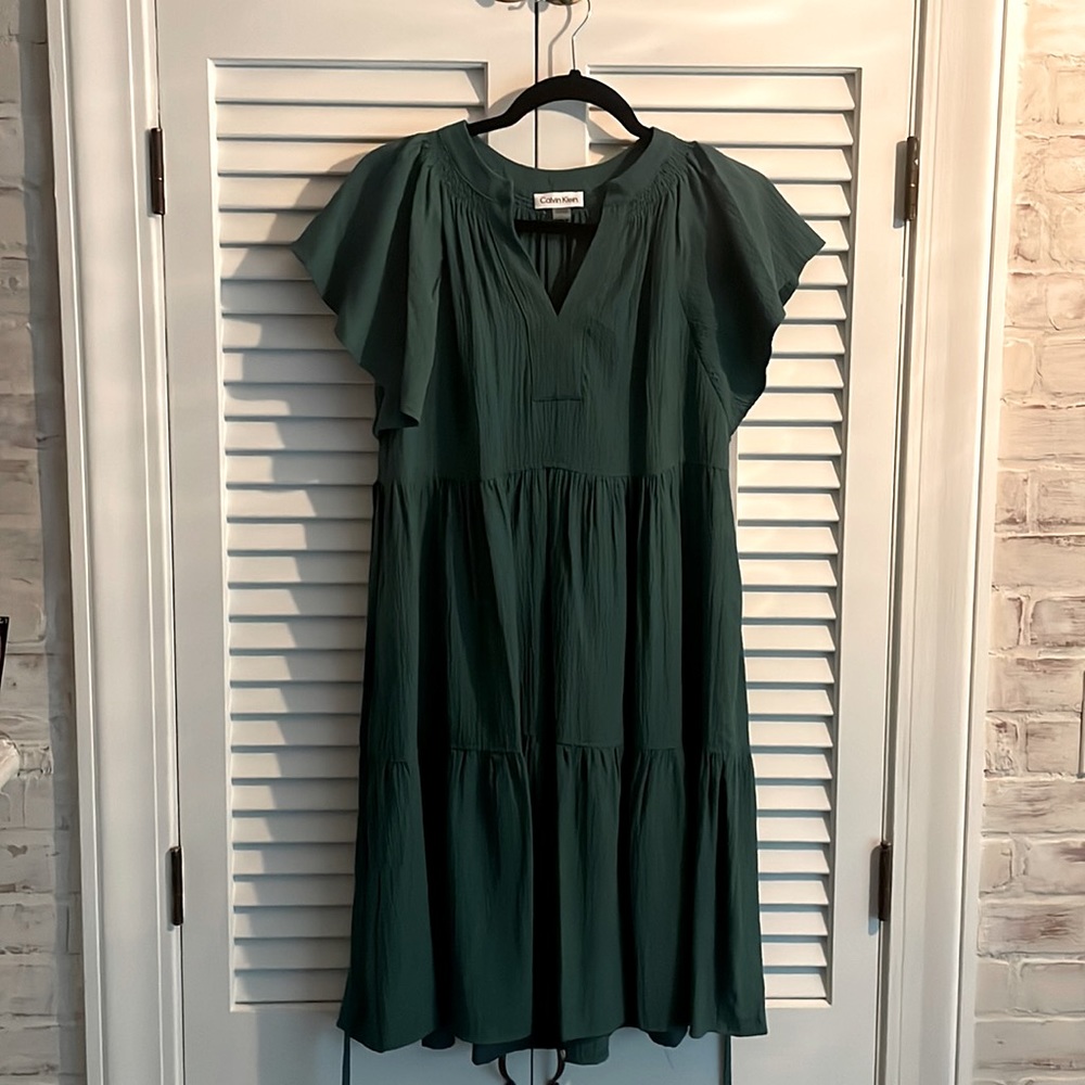 Emerald green babydoll dress.
